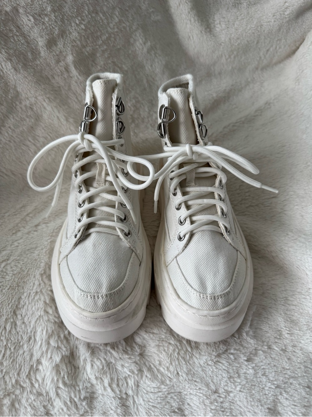 Gianni Bini Cream High-Top Platform Canvas Sneakers